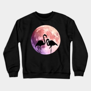 Flamingo and shades pink Moon Crewneck Sweatshirt